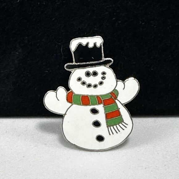 Ganz Snowman Enamel Pin‎ Brooch Holiday Christmas Scarf Hat Lapel - Picture 1 of 9